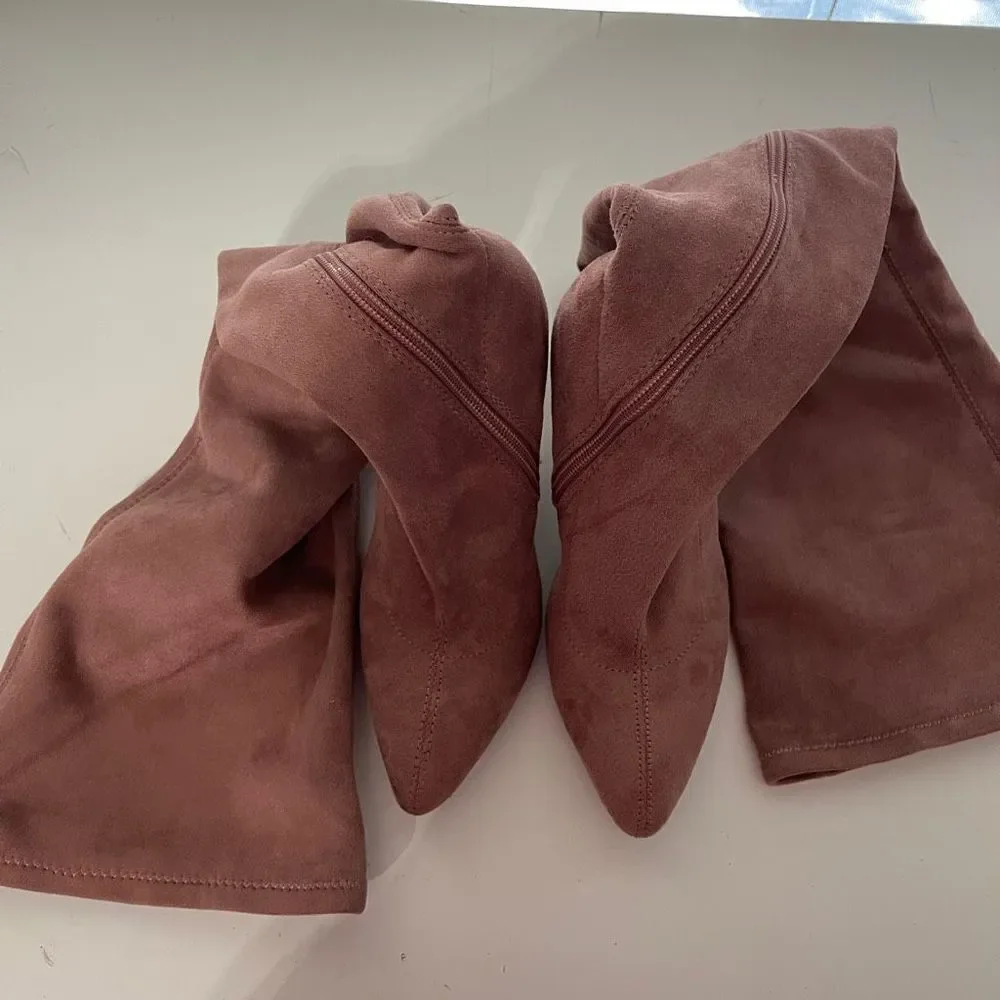 Anne Michelle Women's‎ Suede Magnolia-08 Above Knee High Boots Pink Size 6.5